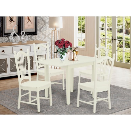 East West Furniture 5 Piece Norden Modern Dining Table Set - Linen White NDDO5-LWH-W